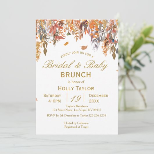 Herbstdusche und Brautparty Einladung (Stehend Vorderseite)