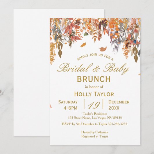 Herbstdusche und Brautparty Einladung (Vorne/Hinten)