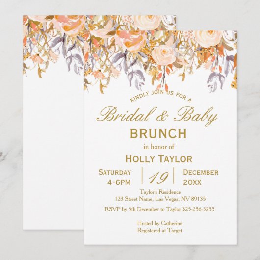 Herbstdusche und Brautparty Einladung (Vorne/Hinten)