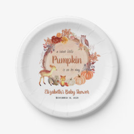 Herbstdusche von Woodland Animals Pumpkin Baby Pappteller