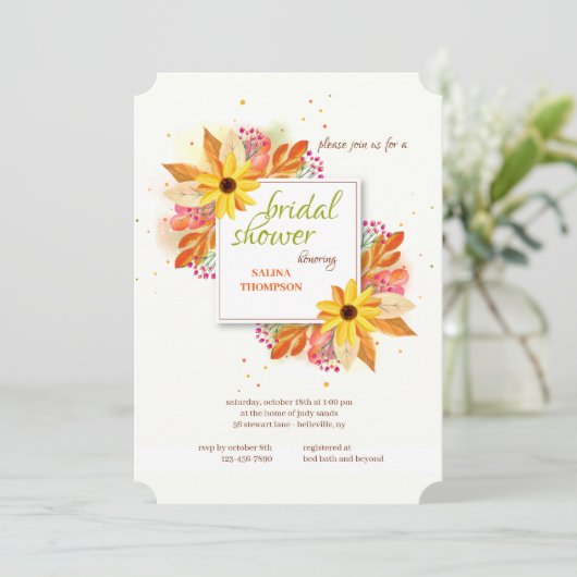 Herbstdusche Wasserfarbe Bridal Einladung (Stehend Vorderseite)