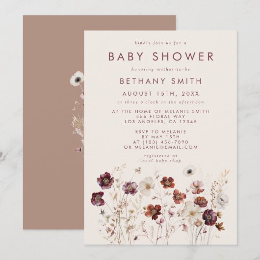 Herbstdusche Wildblume Field Baby Einladung (Vorne/Hinten)
