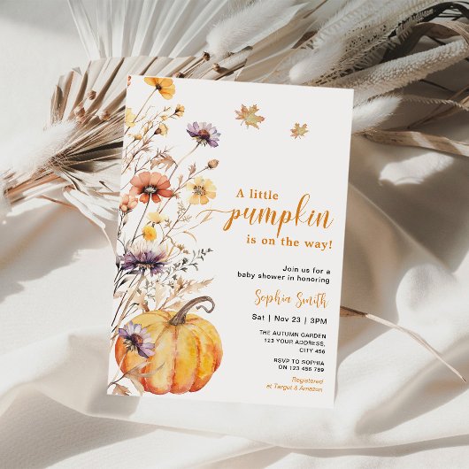 Herbstdusche Wildblume Kleine Pumpkindusche Einladung