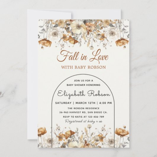 Herbstdusche Wildblume Terracotta Herbstdusche Einladung (Vorderseite)