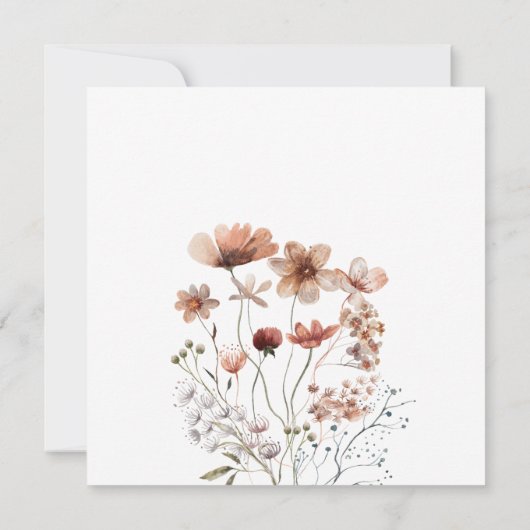 Herbstdusche Wildblume Wasserfarben Kinderdusche e Einladung (Rückseite)