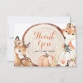 Herbstdusche Woodland Girl Kinderdusche Danke Kart (Vorderseite)