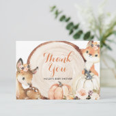 Herbstdusche Woodland Girl Kinderdusche Danke Kart (Stehend Vorderseite)