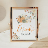 Herbstduschen Floral Pumpkin Baby Dusche Drinks Poster
