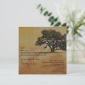 Herbsteiche Bäume und Streichellichter Hochzeit Einladung (Stehend Vorderseite)