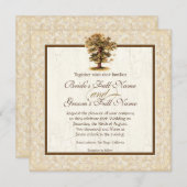 Herbsteiche Baumwurzeln Hochzeit von antiken Perga Einladung (Vorne/Hinten)