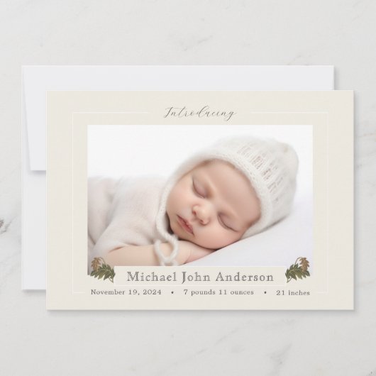 Herbsteiche Blätter Elfenbeinküste Foto Geburtsank Einladung (Vorderseite)