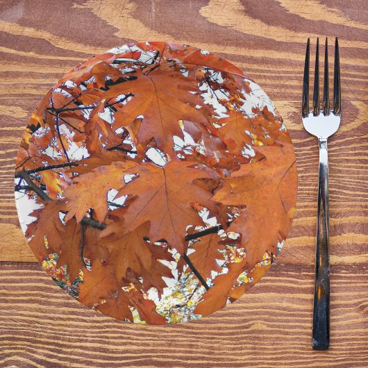 Herbsteiche Blätter floral Pappteller