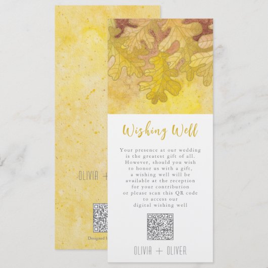 Herbsteiche Blätter Hochzeitskode Einladung (Vorne/Hinten)