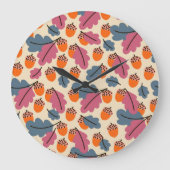 Herbsteiche: Blätter und Acornmuster Große Wanduhr (Vorderseite)