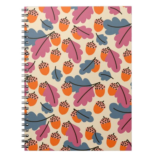 Herbsteiche: Blätter und Acornmuster Notizblock (Vorderseite)