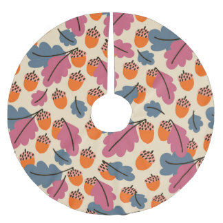 Herbsteiche: Blätter und Acornmuster Polyester Weihnachtsbaumdecke