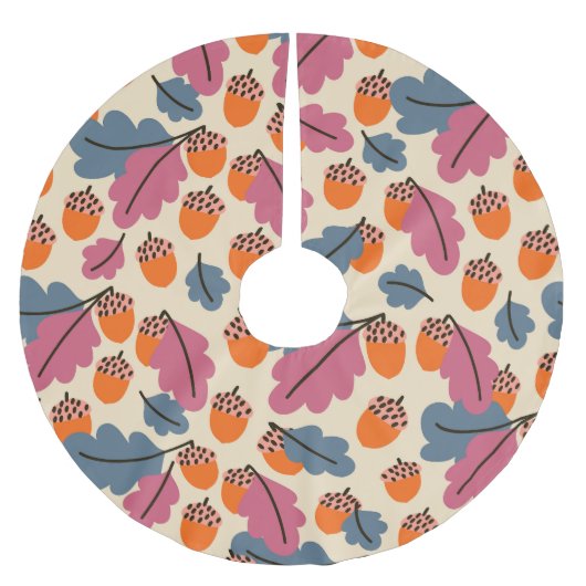 Herbsteiche: Blätter und Acornmuster Polyester Weihnachtsbaumdecke (Vorderseite)