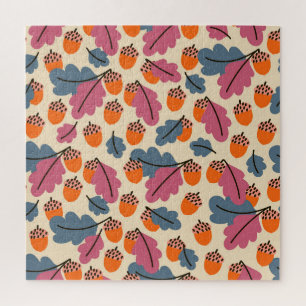 Herbsteiche: Blätter und Acornmuster Puzzle