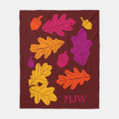 Herbsteiche Blätter und Acorns Mit Monogramm Fleecedecke (Vorderseite)