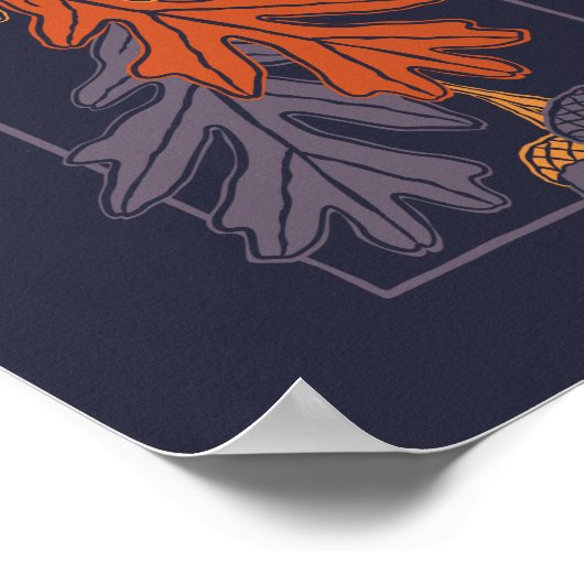 Herbsteiche Blätter und Eichenmuster (dunkel) Poster (Ecke)