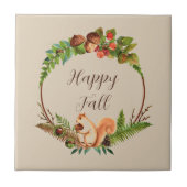 Herbsteichhörnchen und Natur mit anpassbarem Text Fliese (Vorderseite)