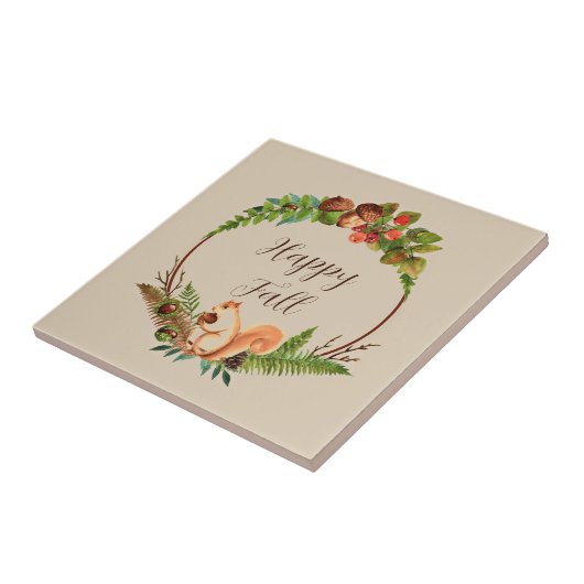 Herbsteichhörnchen und Natur mit anpassbarem Text Fliese (Seite)