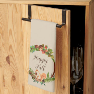 Herbsteichhörnchen und Natur mit anpassbarem Text Geschirrtuch