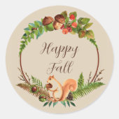 Herbsteichhörnchen und Natur mit anpassbarem Text Runder Aufkleber (Vorderseite)