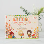 Herbsteinladung Herbstfestival Party lädt Mädchen Einladung (Stehend Vorderseite)