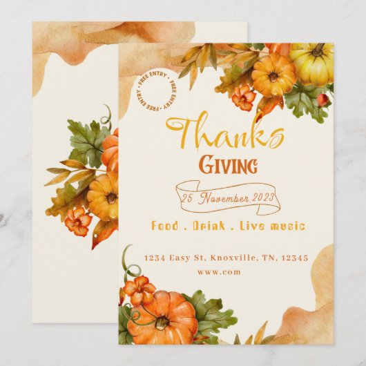 Herbsteinladung im Erntedank Einladung (Vorne/Hinten)