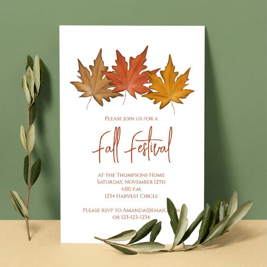 Herbstelegante Foliage-Herbstlaub Minimalistisch Einladung