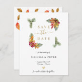 Herbstelegante Hochzeit Save the Date Ankündigung (Vorne/Hinten)