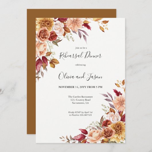 Herbstelegante Probe Dinner Einladung (Vorne/Hinten)