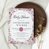 Herbstelegante violette Blumen Foliage Babydusche Einladung