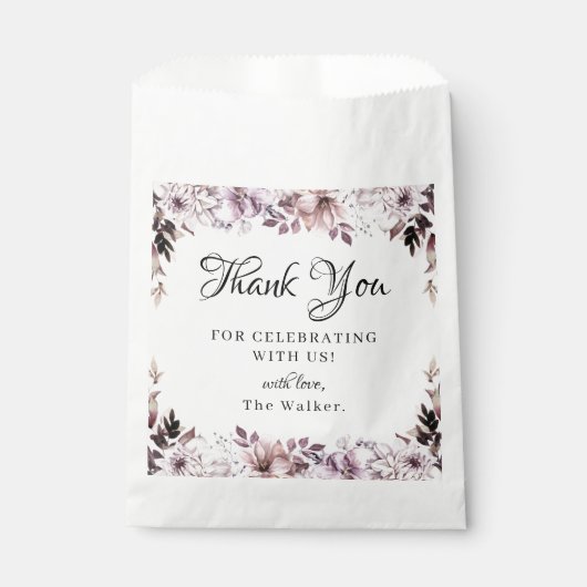 Herbstelegante violette Blumenblätter Geschenktütchen (Vorderseite)