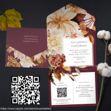Herbsteleganz, Hochzeit im Herbst einladen mit QR-