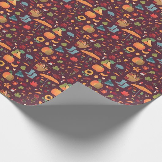 Herbstelemente, dunkler Hintergrund, Vintag Geschenkpapier (Ecke)