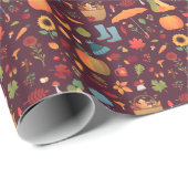 Herbstelemente, dunkler Hintergrund, Vintag Geschenkpapier (Rolleneckpunkt)