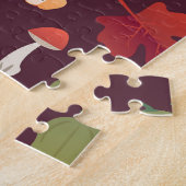 Herbstelemente, dunkler Hintergrund, Vintag Puzzle (Seite)