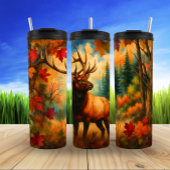 Herbstelk, lebhafte Waldlandschaft Thermosbecher