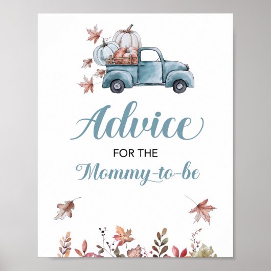 Herbstempfehlung für Mommy Baby Shower Blue Poster (Vorne)