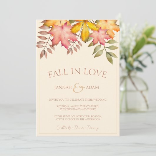 Herbstende Herbst Liebe Terracotta Hochzeit Einladung (Stehend Vorderseite)