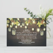 Herbstende Lichter und Mason Jars Rustikale Hochze Einladung (Stehend Vorderseite)