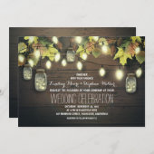 Herbstende Lichter und Mason Jars Rustikale Hochze Einladung (Vorne/Hinten)