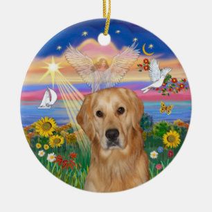 Herbstengel - Golden Retriever (K) Keramik Ornament