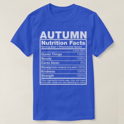 HerbsternährungsdatenHerbstname Geburtstag T-Shirt (Design vorne)