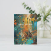 Herbsternte Aquamarine Rostgold Abstrakt Geburtsta Postkarte (Stehend Vorderseite)