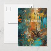 Herbsternte Aquamarine Rostgold Abstrakt Geburtsta Postkarte (Vorne/Hinten)