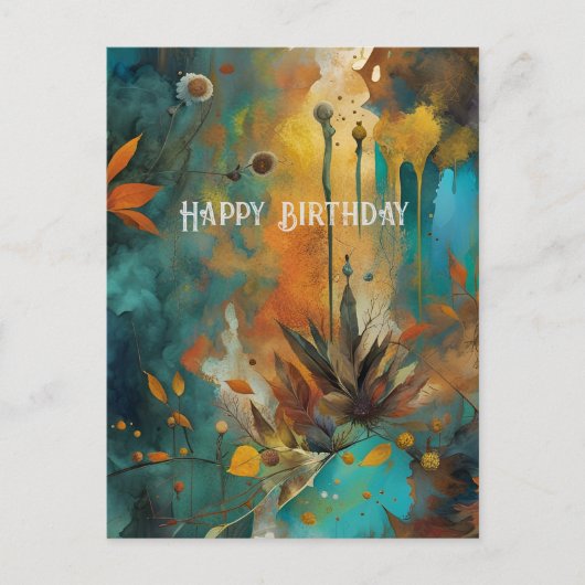 Herbsternte Aquamarine Rostgold Abstrakt Geburtsta Postkarte (Vorderseite)