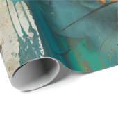 Herbsternte Aquamarine Rostgold Abstrakt Geschenkpapier (Rolleneckpunkt)
